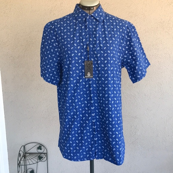 Blue Bandana Button Down Shirt Medium 